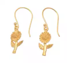Flower Shape dangle earring, Brass with 22k gold plated, Wholesale jewelry